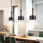 LED Pendant Lights Black Travertine Table Hanging Lamp for Bedroom Living Dining Room