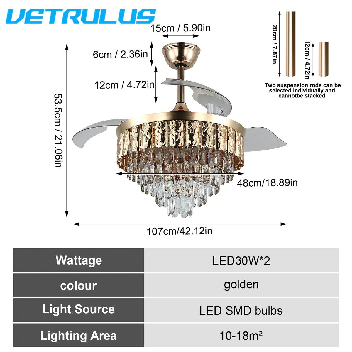 Smart Ceiling Fan with Remote Control and LED Light