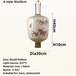 Handmade Japanese Lantern Painting Pendant Lamp Fabric Chandelier