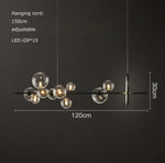 Black Postmodern Bubble Glass Chandelier with Multi Clear Balls