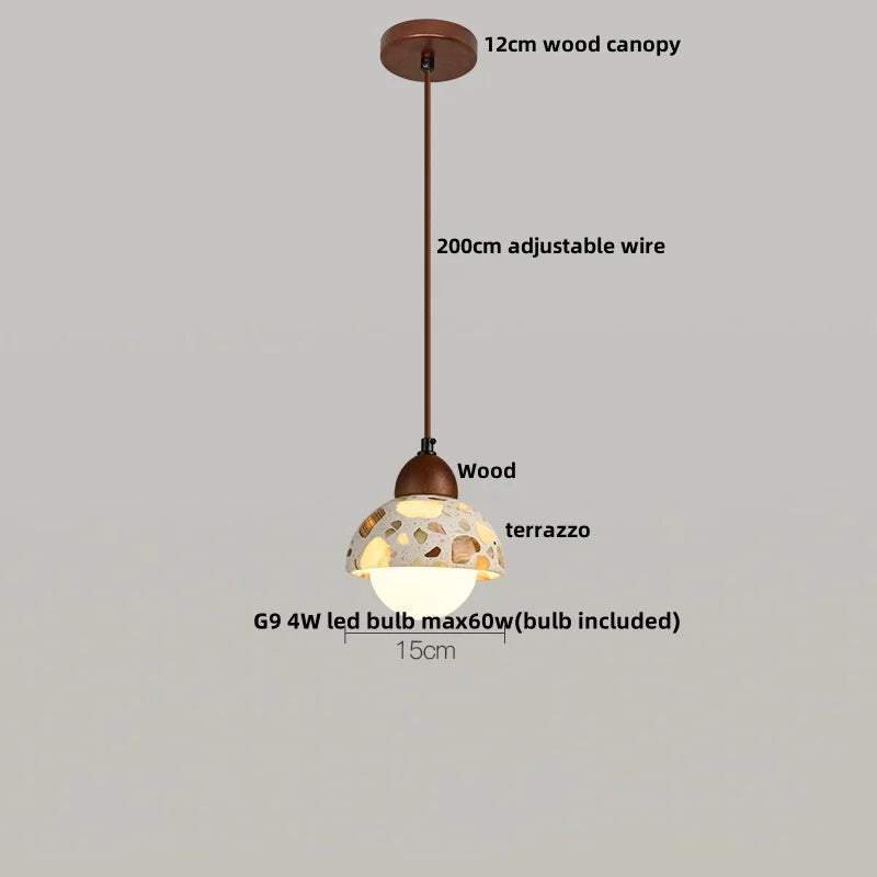 Wood LED Pendant Lamp Japan Style Wabi Sabi Hanging Light Fixtures