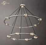 Éclatant Two-Tier Round Crystal Chandelier for Living & Dining Room