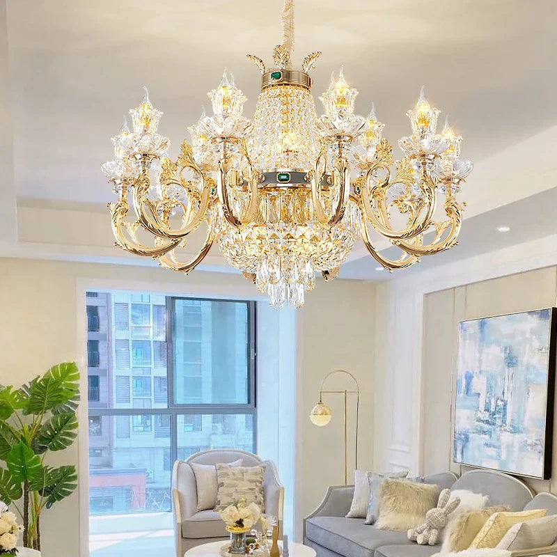 Crystal Dining Room Chandelier - Elegant Zinc Alloy Candle Lamp