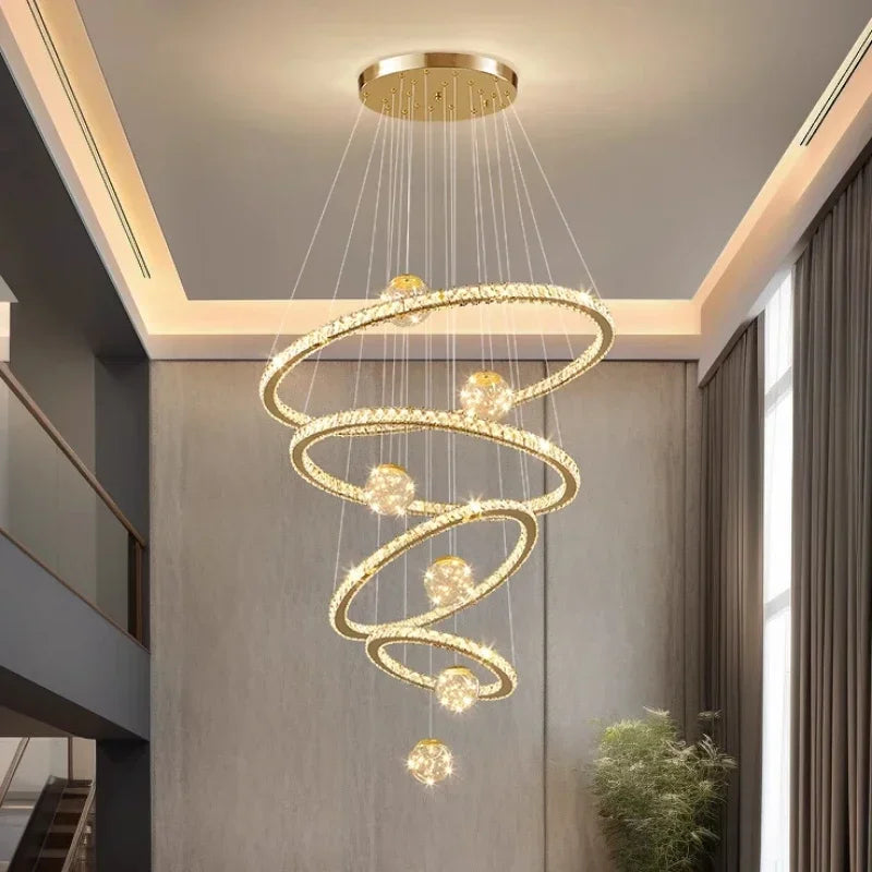 Crystal LED Chandelier: Modern Living Room Pendant Lights, Glass Globe Hanging Lamp