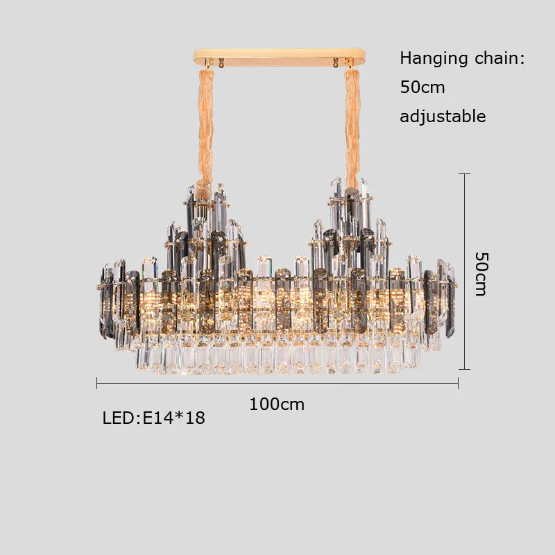 Oval Crystal Chandelier Lighting for Dinning Room