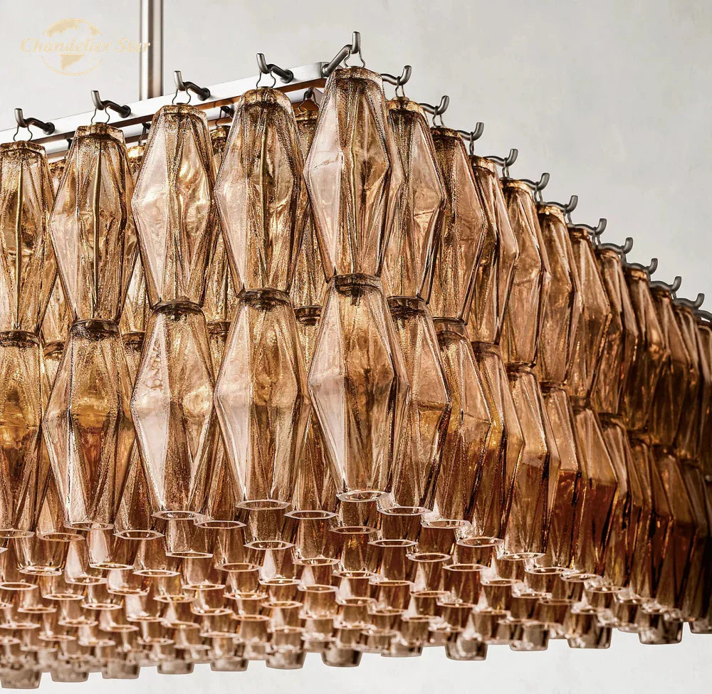 Chiara Smoke Glass Linear Chandelier for Dining & Living Room