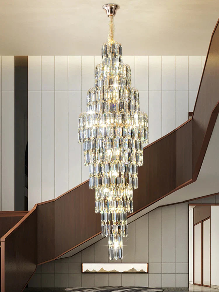 Crystal Loft Pendant Light: Sleek Spiral Staircase Chandelier