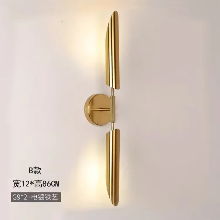 Golden Inclined Tube Wall Lamp for Modern Luxury Decor in Living Room