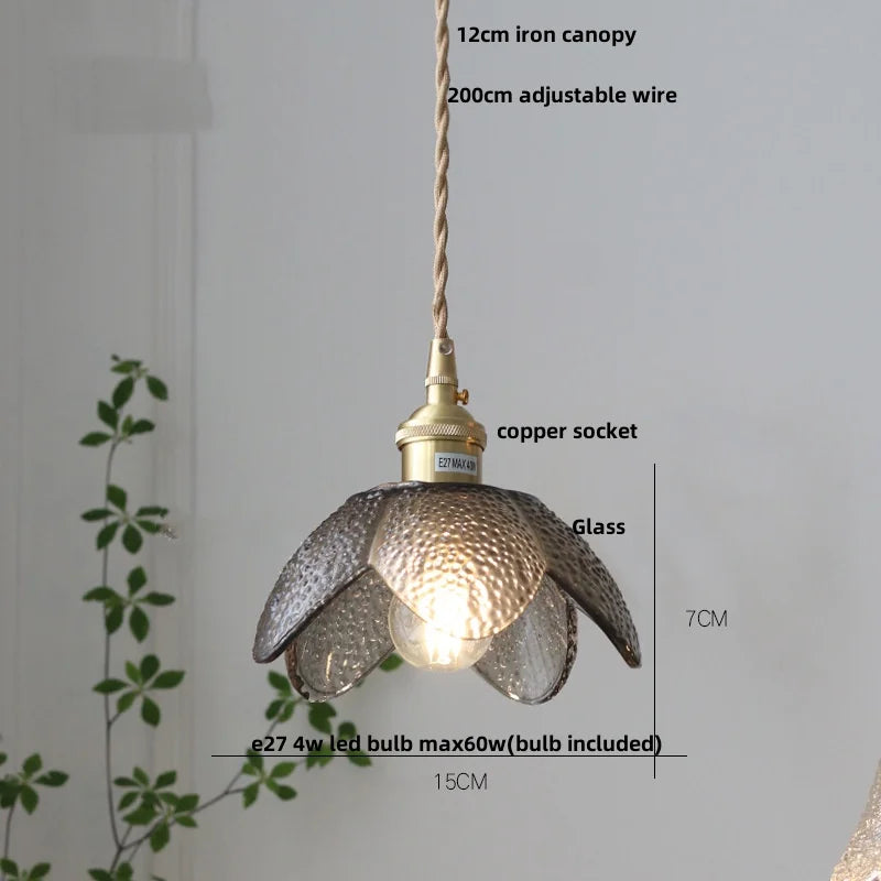 Flower Glass LED Pendant Lights | Nordic Modern Style | Adjustable Hang Lamp