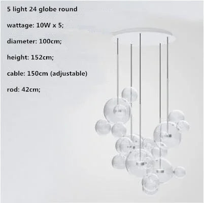 Modern Clear Glass Globe LED Pendant Light - Micky Copper Hanging Lamp