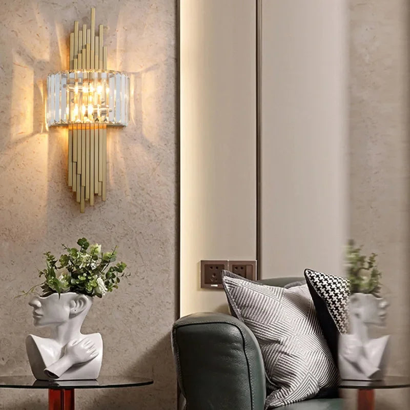 Crystal Wall Sconce Light: Nordic Luxury for Living Room, Corridor, Hall