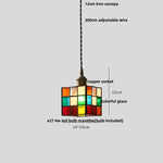 Colorful LED Glass Pendant Light Fixture, Modern Nordic Cube Hang Lamp