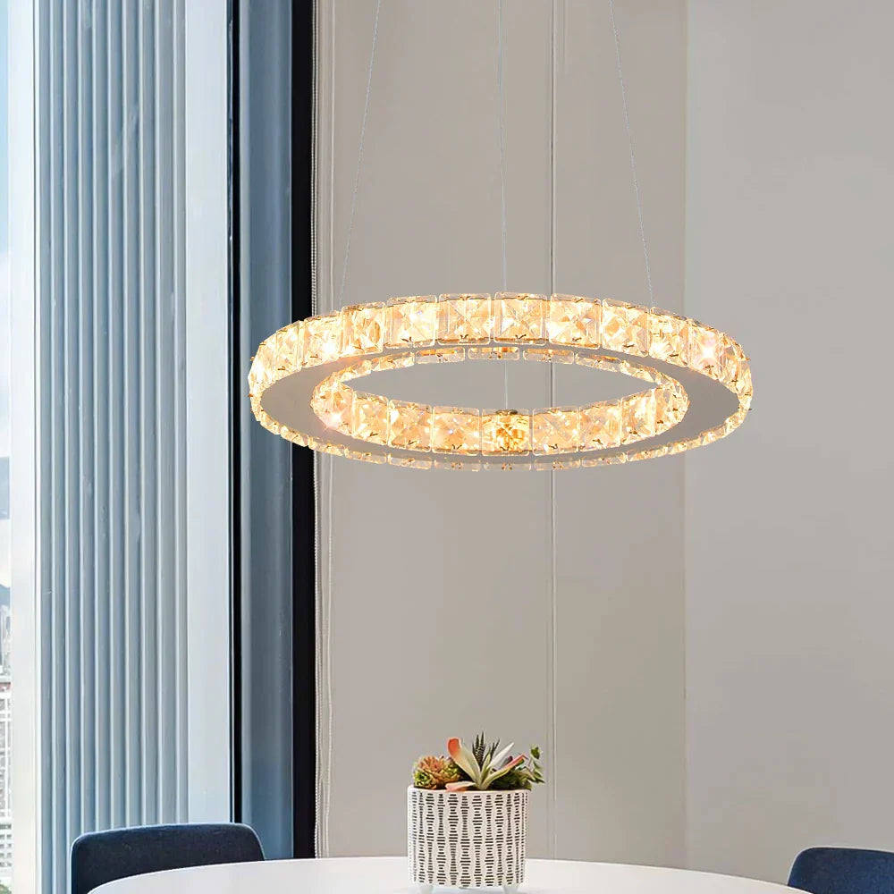 Luxury Crystal Dimmable Chandelier Pendant Light for Living Dining Room