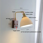 Ceramic LED Wall Light Fixture White Copper Walnut Ash Bedside Lamp