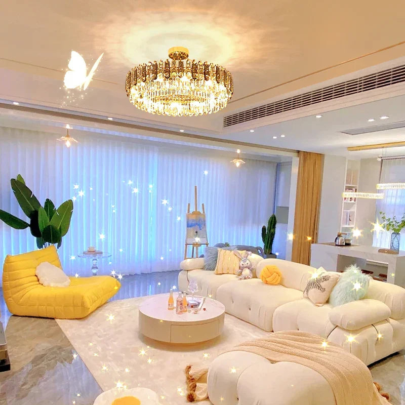 Gold Crystal Chandelier: Luxury Lighting for Dining Living Bedroom Kitchen Island