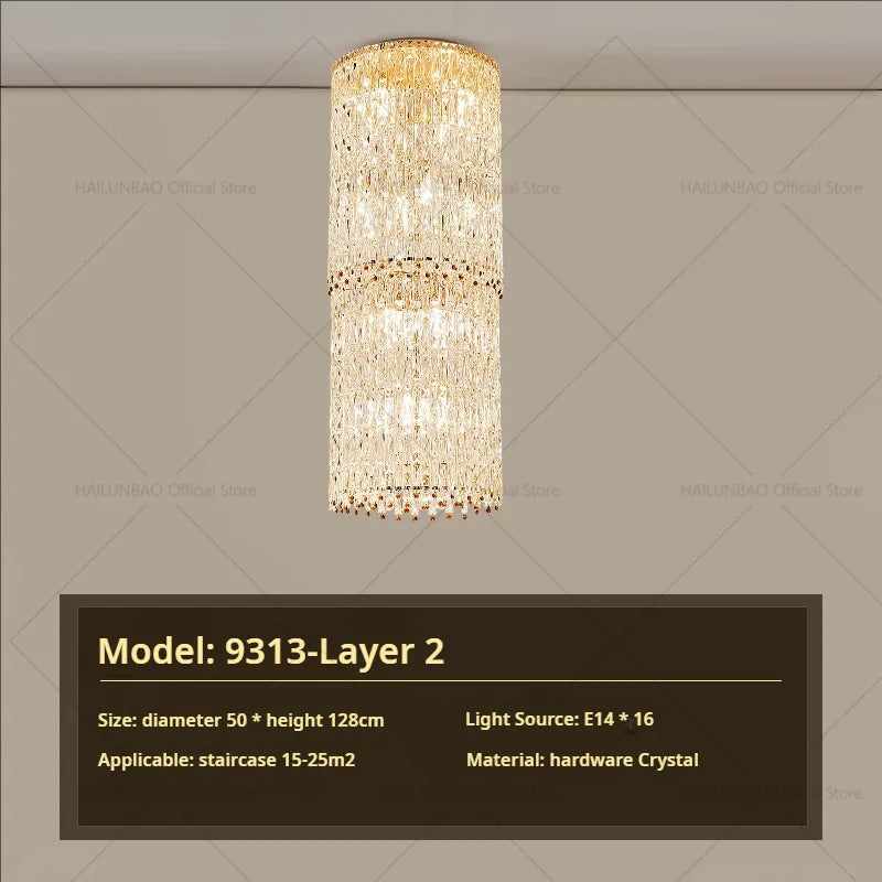 Sky High Crystal Chandelier Pendant Light Living Room Villa Main Light