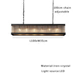 Crystal Rectangle Chandelier: Classic Retro Nordic Ceiling Hanglamp for Dining Room.
