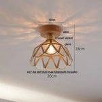 Tiffany Glass Copper Ceiling Lights Wood Ash LED Lamp Japan Style