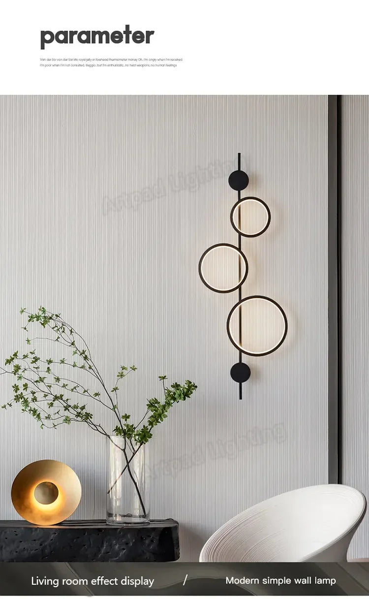 Minimalist Nordic Black LED Wall Sconce for Bedroom & Living Room