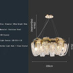 Modern Gold Crystal Chandelier LED Light Fixture Luxury Living Room Decor