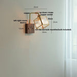 Walnut LED Wall Sconce, Vintage Glass Cube Stair Light Fixture