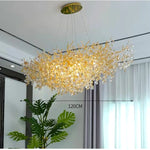 Sun Crystal Gold Lustre Chandelier: Nordic Villa Restaurant LED Ceiling Lamps