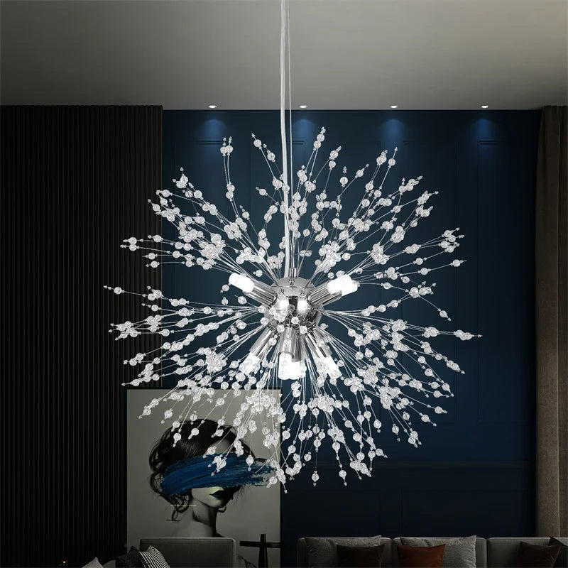 Dandelion Chandelier 8-Light Sputnik Pendant Light Gold/Silver Living Room Fixture