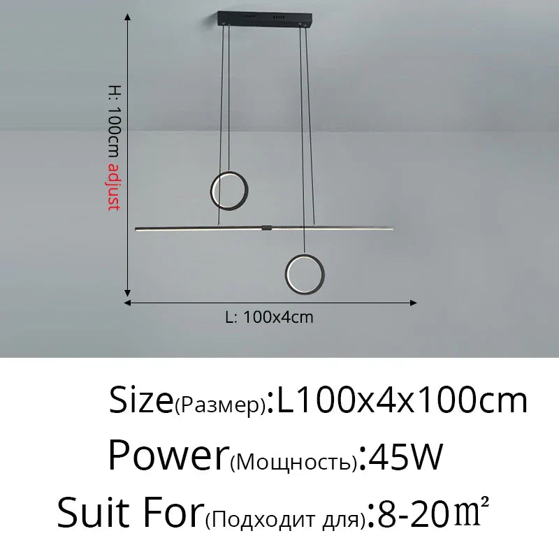LED Ceiling Chandelier: Modern Minimalist Kitchen Dining Table Lighting