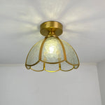 Modern Glass Copper LED Ceiling Light Fixture for Balcony, Living Room, Porch.