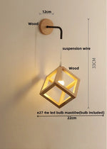 Cube LED Wall Lights | Modern Nordic Wood Design for Home Decor
