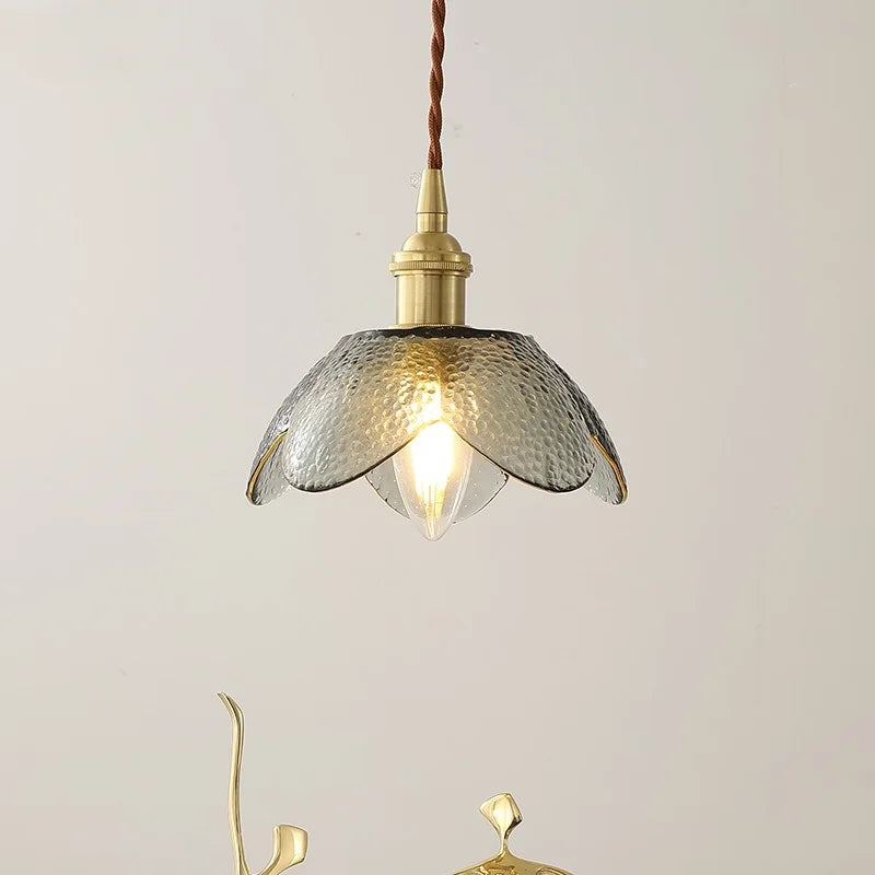 Glass Copper LED Hanging Light: Nordic Pendant Lamp, Living Room Bedroom Coffee Knob Switch