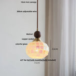 Wood LED Glass Pendant Light: Modern Nordic Adjustable Hanging Lamp
