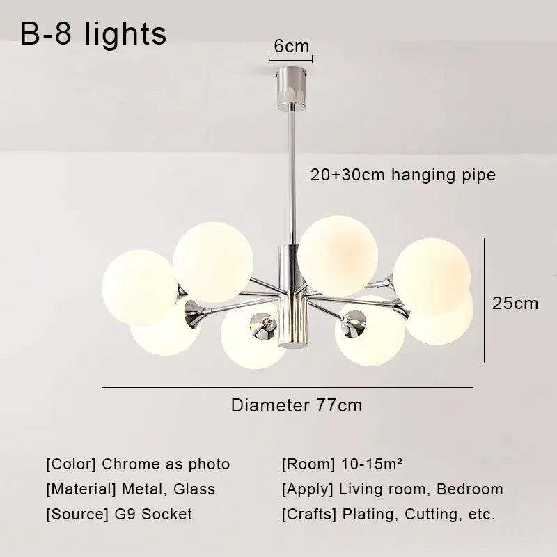 Glass Ball LED Ceiling Chandelier for Modern Living Room and Bedroom