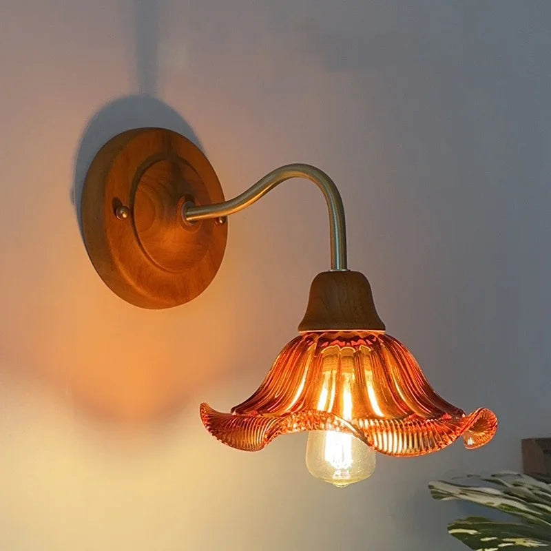 Flower Glass LED Wall Lamp, Nordic Modern Design for Bedroom, Living Room, Bathroom