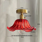 Green Glass Copper Ceiling Light Fixture Balcony Kitchen Modern LED Lamp