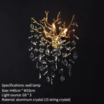 Gold Crystal Chandeliers for Dining Room Branch Hanging Lamp Large Lighting