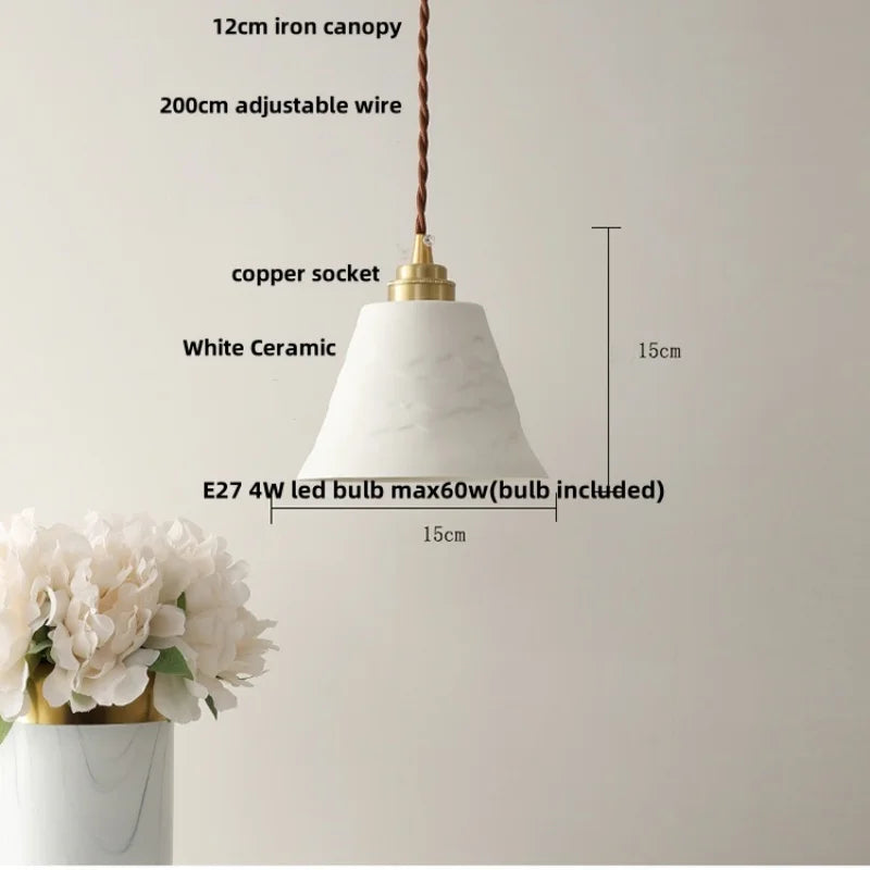 Ceramic LED Pendant Lamp: Adjustable Modern Hanging Light for Kitchen, Dining Room, Bar