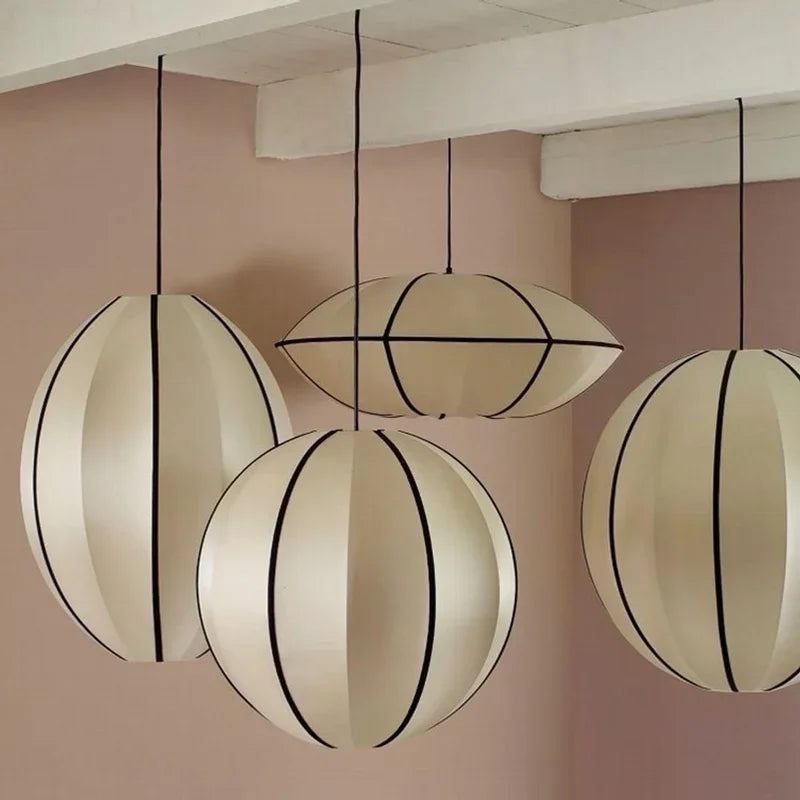 Danish Fabric Pendant Lamp Vintage Chandelier E27 Bulb