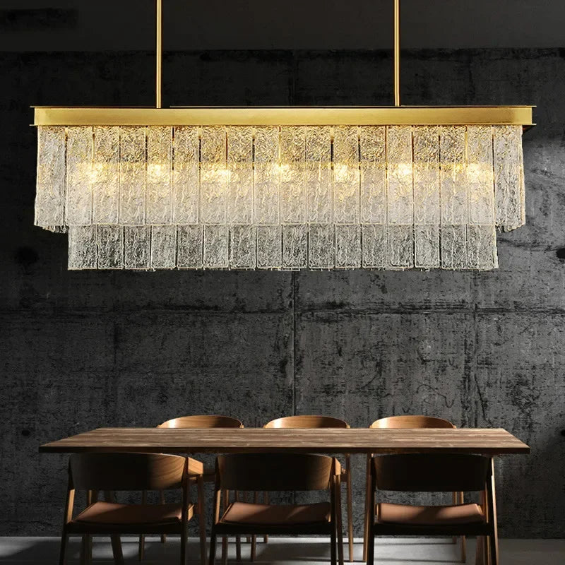Luxury Gold Metal Glass LED Pendant Light Fixture for Elegant Living Room Lighting