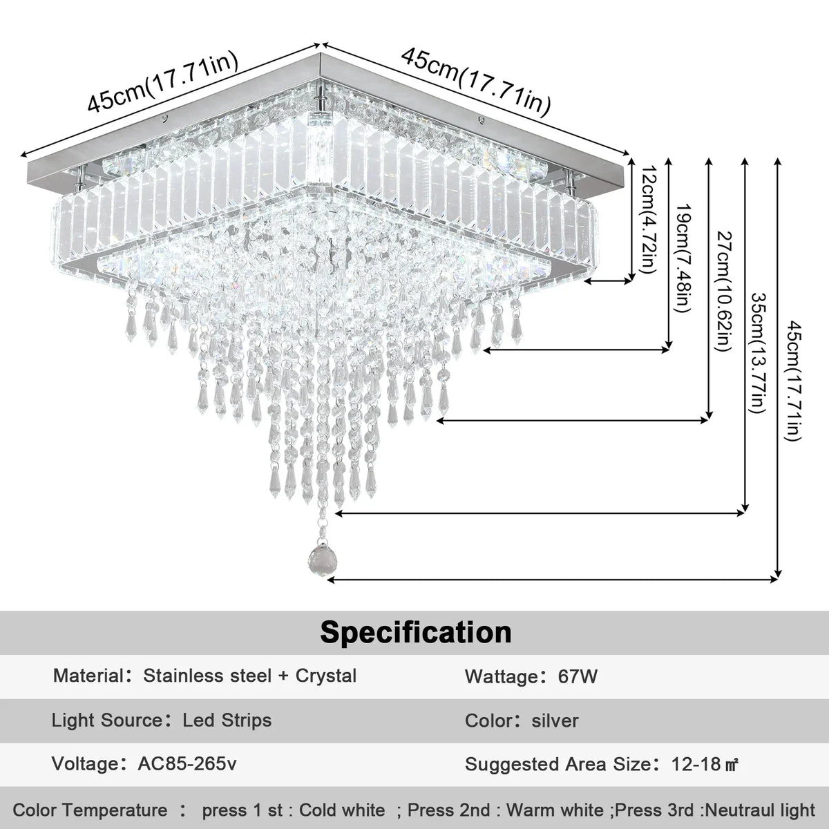 Crystal LED Pendant Chandelier for Dining Living Room Decor