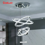 Crystal Chrome LED Pendant Light Rings Chandelier for Living Room Bedroom