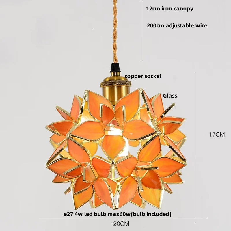 Glass Flower LED Pendant Light Fixture for Modern Luxury Home Decor