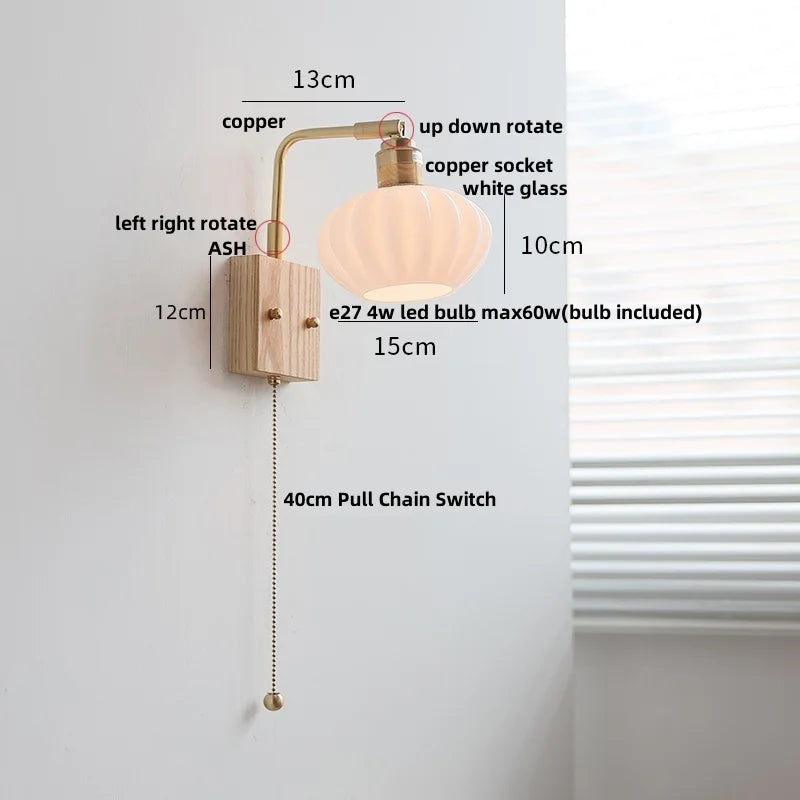 Rotatable LED Wall Light Fixture with Pull Chain Switch, Modern Nordic Design