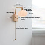 Rotatable LED Wall Light Fixture with Pull Chain Switch, Modern Nordic Design
