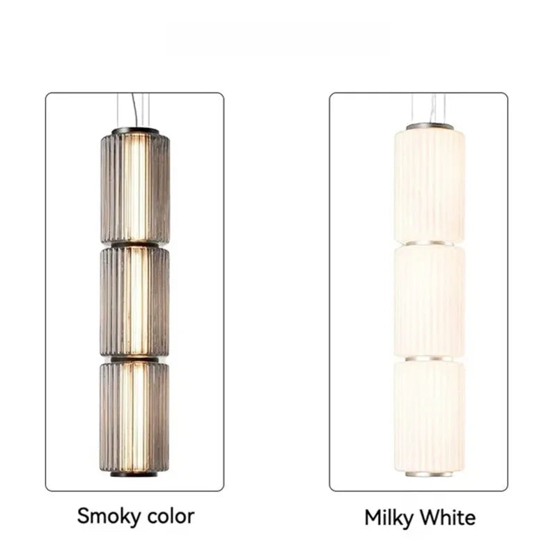 Modern Glass Cylinder LED Pendant Lights for Living Room & Dining Area