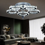 Smart Crystal Ceiling Fan LED Chandelier for Modern Living Dining Room