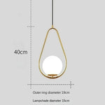 Gold Ring Glass Ball Pendant Light Fixture for Bedroom Living Room.