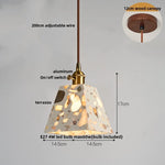 Afralia™ Minimalism LED Pendant Light Fixture Terrazzo Marble Stone Wood Hanging Lamp