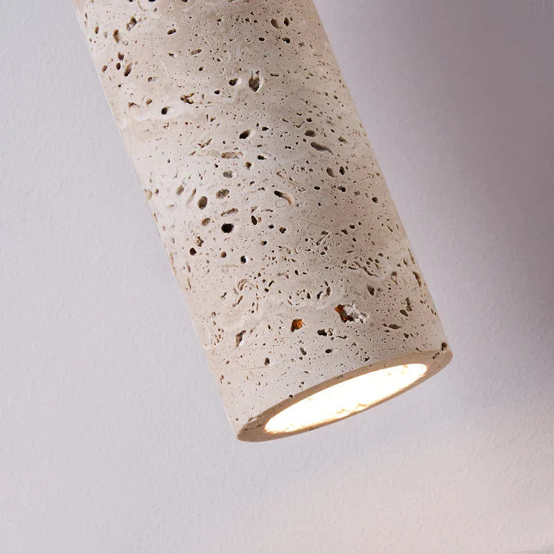 Yellow Travertine LED Pendant Light - Modern Wood Nordic Hanging Lamp