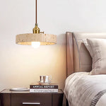 Nordic LED Pendant Lights Yellow Travertine Copper Hanging Lamp for Bedroom Dining Living Room